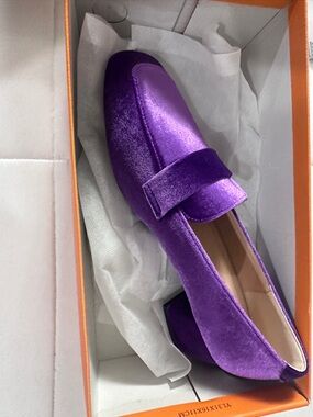 Purple Velvet Block Heel Loafer - Women
